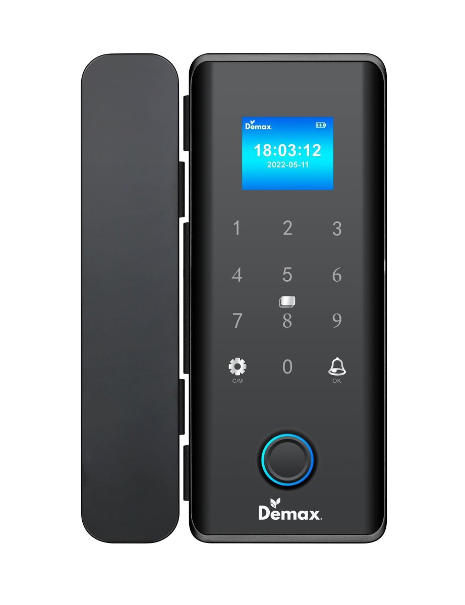 Khóa vân tay cửa kính Demax SL800 G Đen Nano App Wifi của Đức