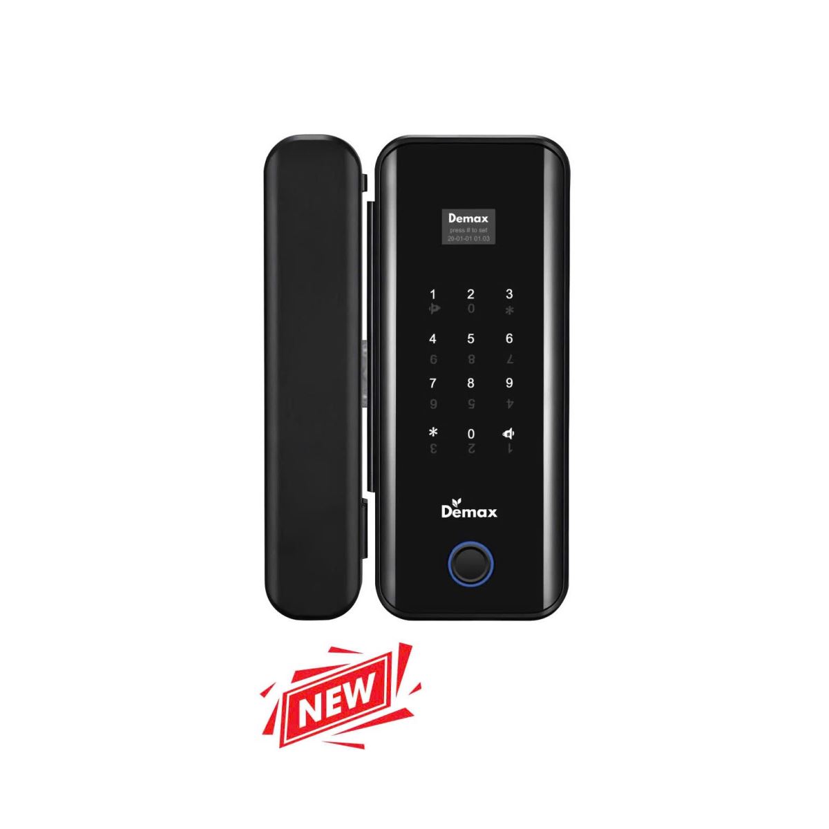 Khóa vân tay cửa kính Demax SL800 G BL Đen Nano Remote, App Wifi của Đức